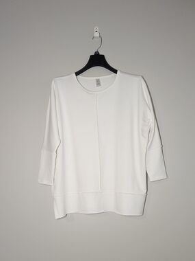 EUC SPANX PLT Dolman 3/4 Sleeve Sweatshirt White Medium Comfy Loungewear Casual